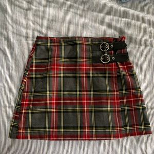 Forever 21 Plaid Buckle Skirt